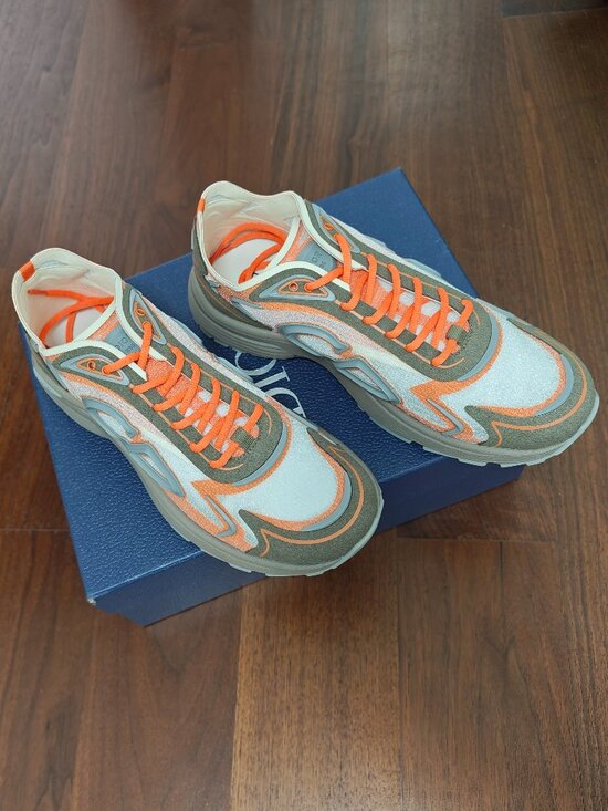 Dior Other - Retro Color‑Block Mesh Dad Sneakers White Orange Olive Green Streetwear Shoes